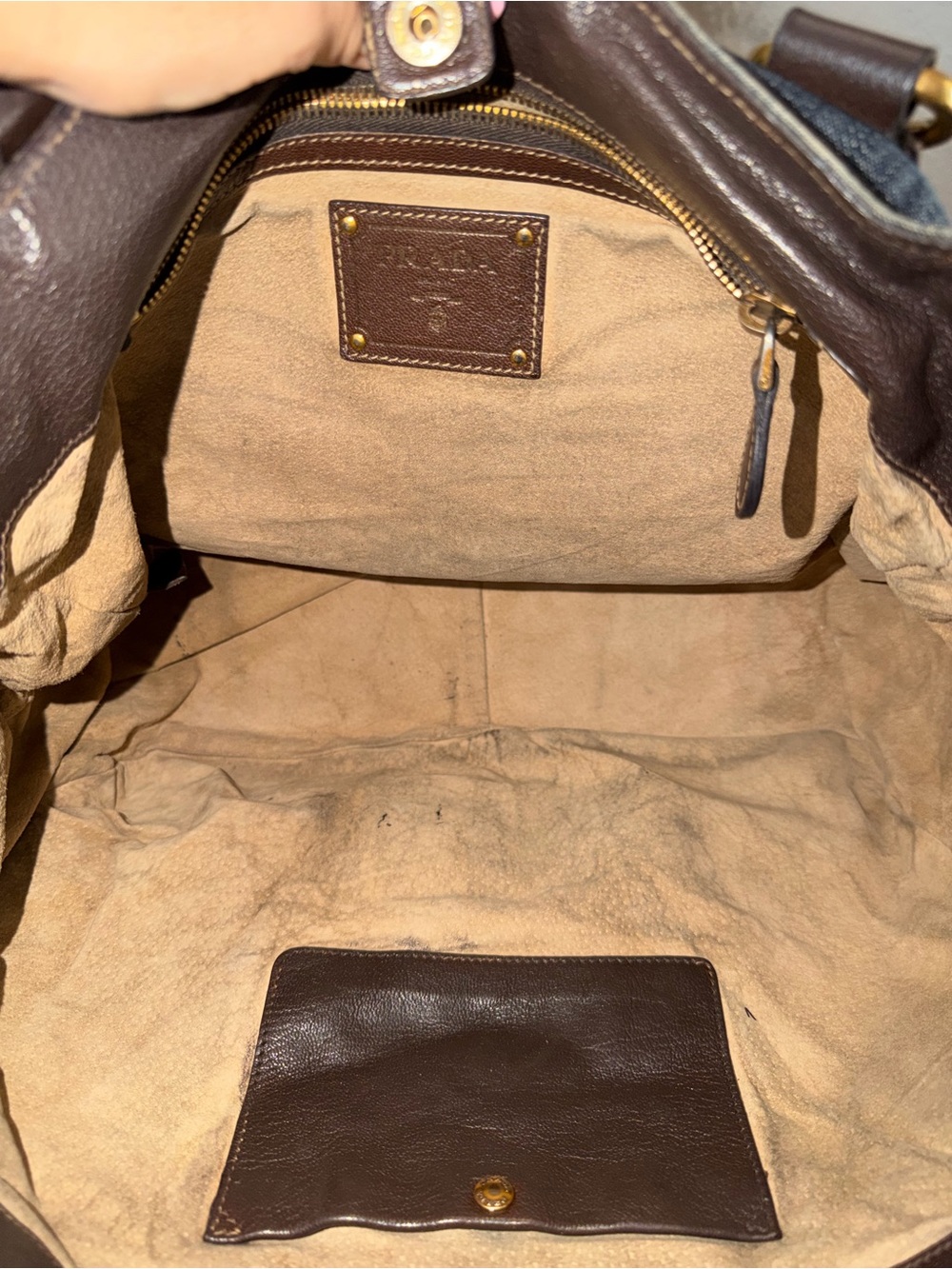 PRADA Denim & Vitello Leather Satchel - Picture 11 of 15
